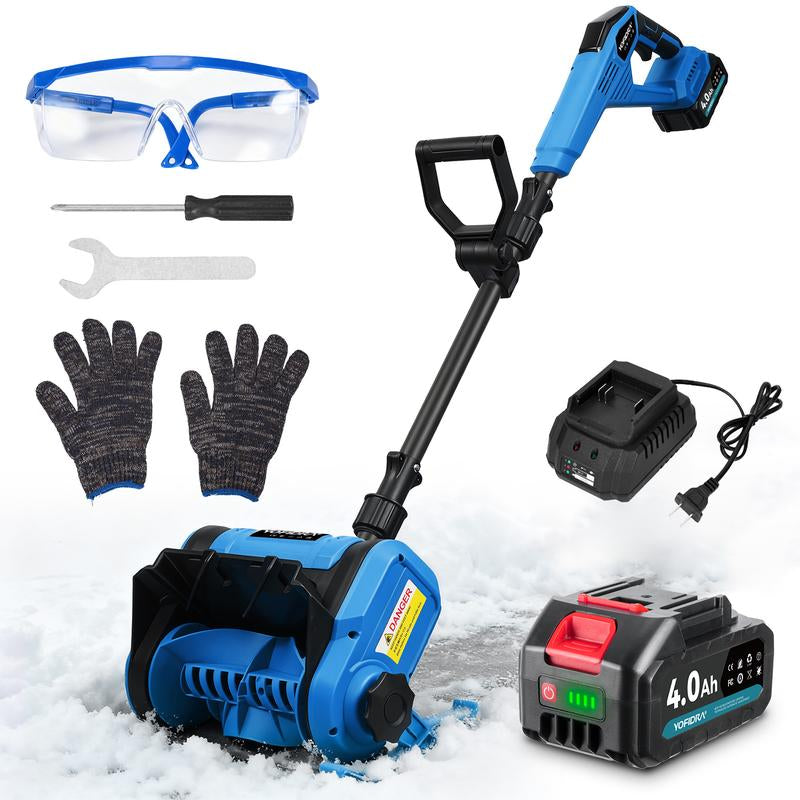 Wireless Snow Removal Power: YOFIDRA 12” Brushless Electric Snow Blower, 800W Motor, Dual 4.0Ah Batteries, 20Ft Snow Throw, High-Efficiency Clearing with Adjustable Handle