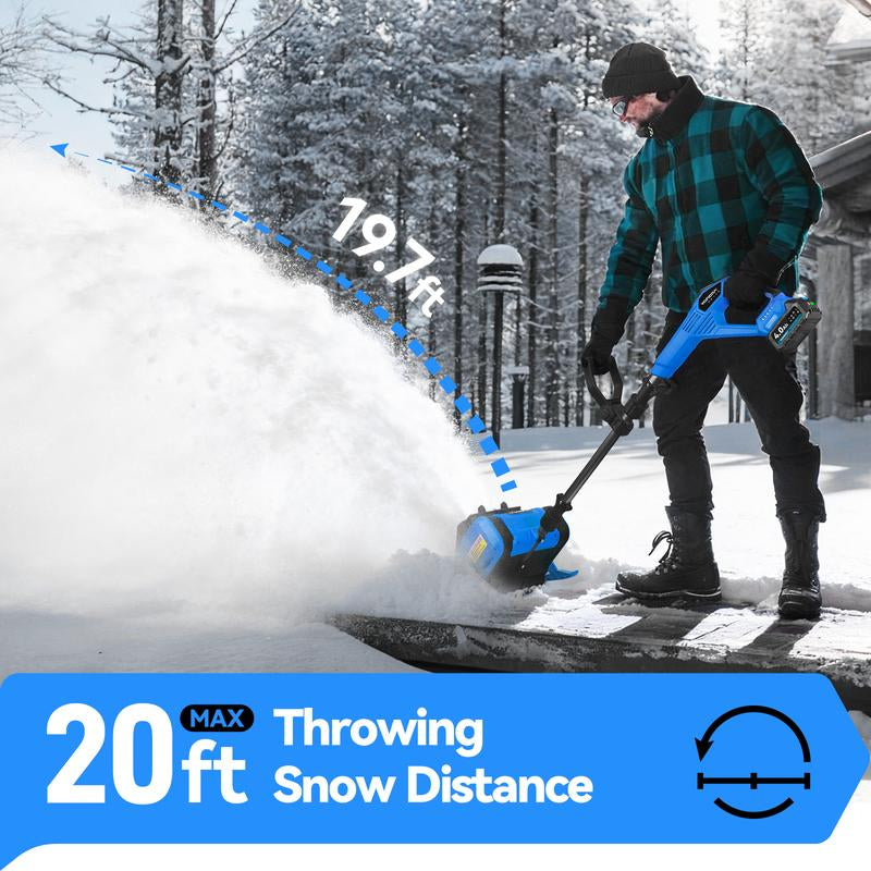 Wireless Snow Removal Power: YOFIDRA 12” Brushless Electric Snow Blower, 800W Motor, Dual 4.0Ah Batteries, 20Ft Snow Throw, High-Efficiency Clearing with Adjustable Handle